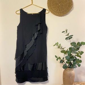 Vintage Suzi Chin for Maggy Boutique Little Black Sleeveless Ruffle Dress